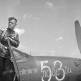 Советский летчик-ас Николай Гулаев в кабине своего истребителя P-39 «Аэрокобра» Фото